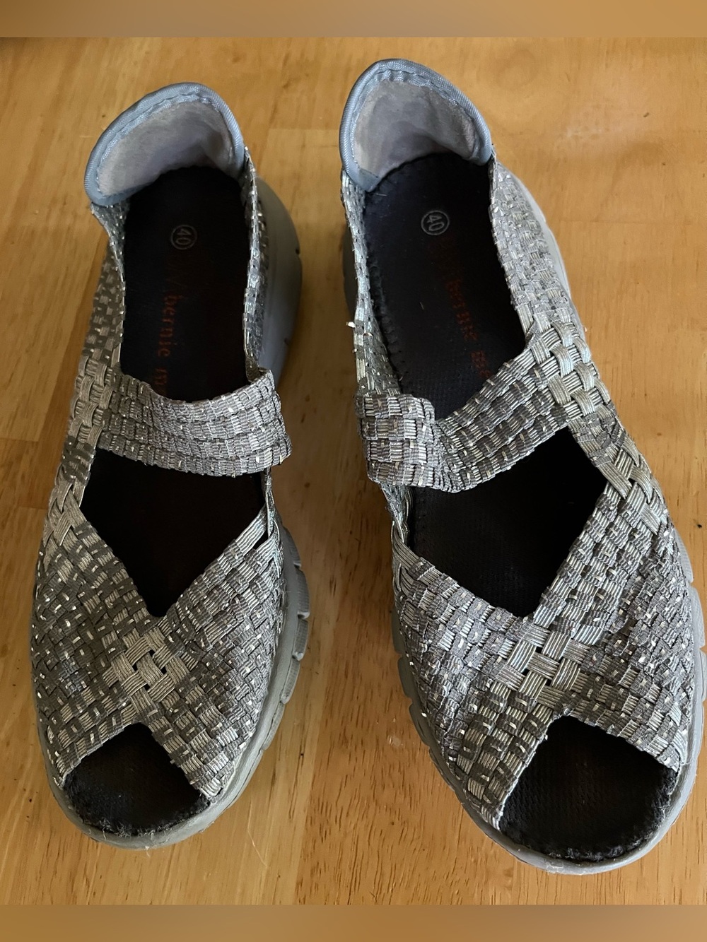 BERNIE MEV. Woven Metallic silver slip on shoes. Size 40EU (9 - 9  1/2)